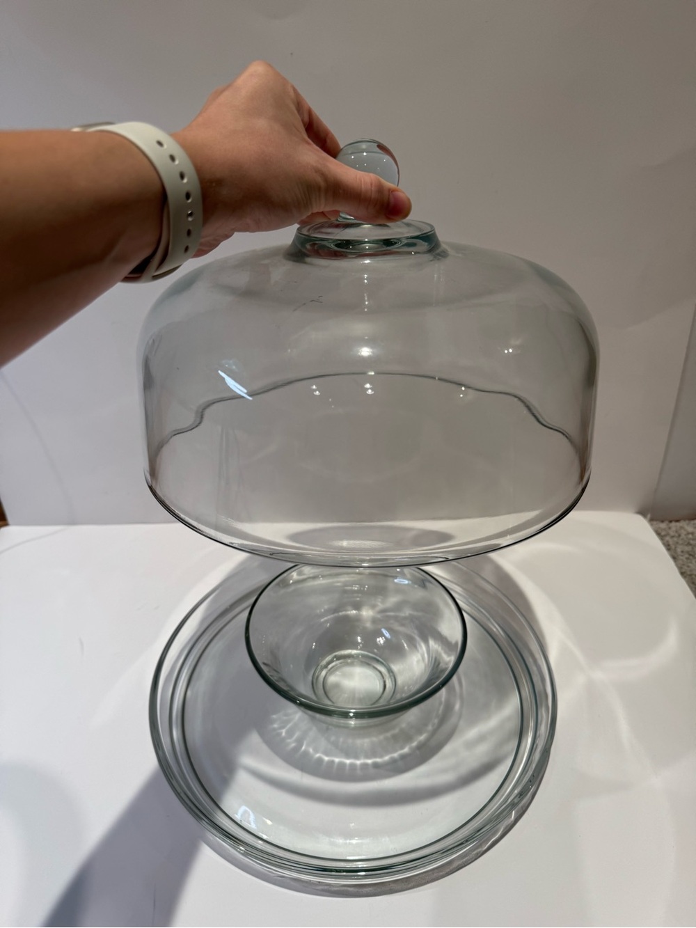 2-Piece Clear Glass Cake / Chip Dip Holder with Dome Cover with Round Knob - Picture 10 of 10